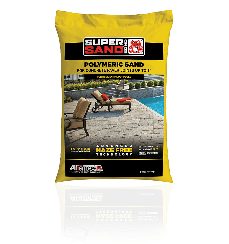 Gator Supersand Bond is a unique polymeric sand that uses a special blend, this blend allows the installation to go easy with just an application of water. This in turn causes the sand to set becoming very firm and locking between the paver joints.