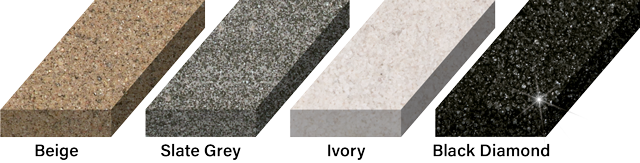 Alliance Gator's choice of color for polymeric sand in 4 variations, Beige, Slate Grey, Ivory, Black Diamond.