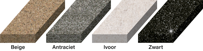 Alliance Gator's choice of color for polymeric sand in 4 variations, Beige, Slate Grey, Ivory, Black Diamond.