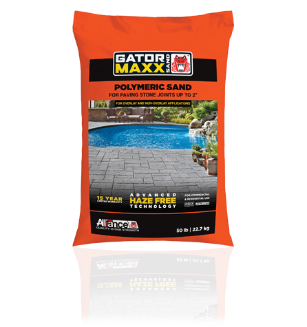 Gator Maxx Sand is a special mix of polymer binders and calibrated sand. Installation is easy using the same method as a regular paver joint sand, the only difference is our polymer sand requires the application of water. Becoming firm and locking between the paver joints.