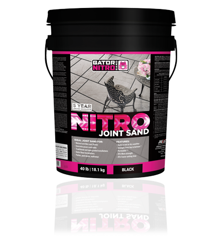 Gator Nitro Joint Sand is an easy ready to use polymeric sand that is mixed with resins which cure on exposure to air. Hardening from the top to the bottom of the joint, while being able to install in wet or dry weather.